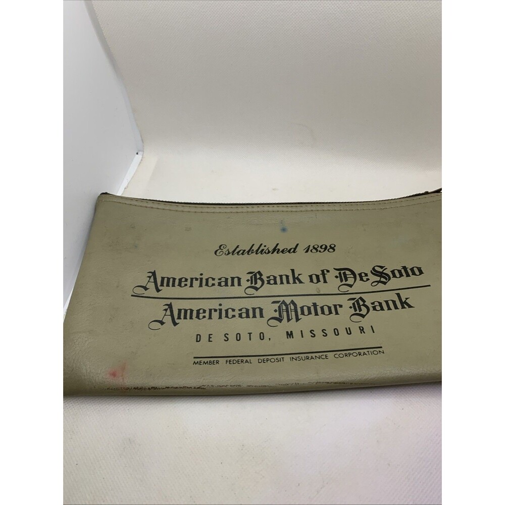 American Bank of  De Soto MO Zipper Deposit Cash Money Checks Bag Pouch Vintage - Picture 2 of 6